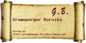 Gremsperger Borsika névjegykártya